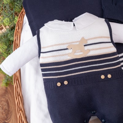  Saída de Maternidade Felipe - Azul Marinho e Bege